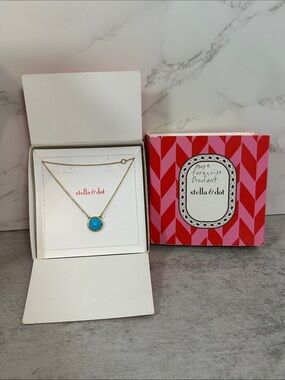 Stella & Dot Gold Necklace with Turquoise Pendant